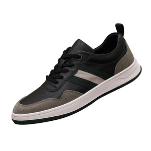 Baskets blanches pour hommes en cuir véritable à bout rond, à enfiler, respirantes, chaussures décontractées d'été - Product Image 4