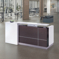 Bureau de réception moderne en MDF pour hôtel, bureau, salon de beauté, hôpital, école, salle de sport, centre commercial - Taille et logo personnalisables