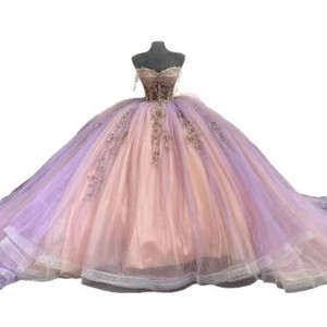 Off Shoulder Pink Ball Gown Tutu Dress Empire Waist 3D Patterns Organza Evening Dress For Women - Product Image 5