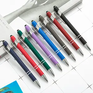 Caneta esferográfica 2 em 1, caneta esferográfica com ponta stylus, 1.0mm de tinta preta, caneta esferográfica stylus