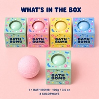 Boîte en papier pliable écologique biodégradable haut de gamme avec fenêtre, logo personnalisé, pour l'emballage de bombes de bain et de savons de luxe modernes