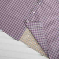 Camisa a cuadros de verano personalizada para hombre tela informal empalme Hit Color estilo púrpura claro manga corta Anti-Pilling disponible