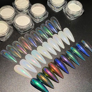 Polvere olografica per unghie cromata effetto specchio Aurora magia perlescente sirena perla ghiaccio al Neon Aurora Chameleon polvere - Product Image 3