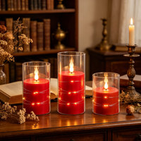 Bougies LED en forme de pilier, couvercles de guirlandes lumineuses en acrylique rouge, télécommande, ambiance maison, fête romantique, décoration de Noël et de festival