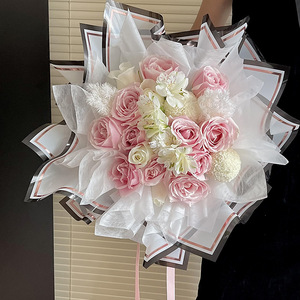 2025 nuevo ramo de papel de regalo de flores con línea dorada, ramo Floral impermeable, suministros de <span class=keywords><strong>floristería</strong></span> de papel, papel de embalaje - Product Image 5