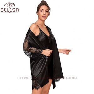 Pijama Para Mulher Quanzan LadiesCustom Logo Insiemi Sexy Abito In Pizzo Notte 5 Cinque Pezzi Degli Indumenti Da Notte Delle Donne del Commercio All'ingrosso del Raso Robe - Product Image 2