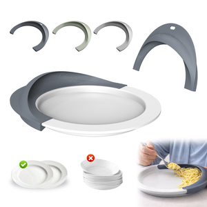 Assiette d'<span class=keywords><strong>aide</strong></span> à l'alimentation pour seniors avec anneau et barrière de protection pour cuillère, s'adapte aux vaisselles domestiques, permet de réduire les dépenses tout en redonnant confiance en la consommation - Product Image 1
