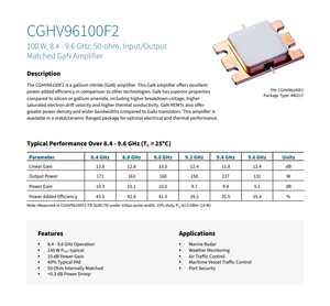RF मोसेट 40v 1a 7.9 gz ~ 9.6 gz 10.2db 131w 440210 cgv96100f2 - Product Image 2