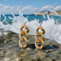 Boucles d'oreilles pendantes en chaîne de cuivre plaqué or 18 carats pour femmes, bijoux géométriques volumineux à la mode, vente en gros
