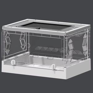 Mode plastique pliant Reptile <span class=keywords><strong>Terrarium</strong></span> 16.5 "x 11.8" X 10.2 "Portable clair Habitat réservoir avant ouverture porte maille haut pour la maison - Product Image 4