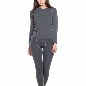 Ladies Women Winter Sport Outdoor Polyester Spandex Thermal Inner Wear Velvet Wear Long Johns Thermal Set