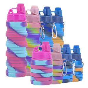 Pabrik Grosir BPA Gratis Dilipat Silikon Olahraga Botol Air Lipat Ketel untuk Wanita Pria Anak Gym Perjalanan Luar Ruangan