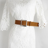 Ceinture amincissante rétro style Maillard en velours de peau de cerf PU pour femme, avec boucle ardillon en alliage, 4,7 cm x 103 cm