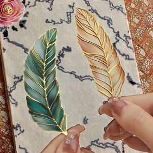 Golden Metal Leaf Bookmark with Tassel Elegant Feather Page Marker for <b>Books</b> <b>Gifts</b> Stationery - Product Image 3