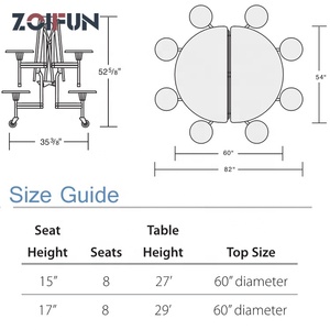 Table et chaise pliante italienne, économie d'espace, table et chaise rondes avec <span class=keywords><strong>centre</strong></span> rotatif, de poker pour cantine - Product Image 3