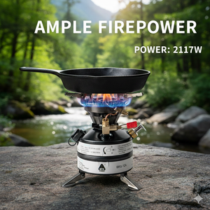 Poêle à huile de champ pliable en acier BRs-12A extérieur coupe-vent intégré essence de feu féroce pour Camping alpinisme gaz manuel - Product Image 4