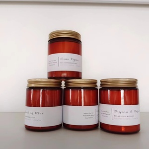 Velas de cera aromáticas de lujo más vendidas en tarro de cristal <span class=keywords><strong>vela</strong></span> perfumada personalizada con mechas de algodón para baño y aromaterapia - Product Image 2