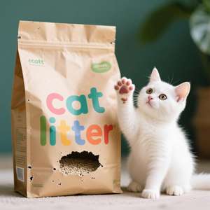 Sacs d'emballage personnalisés imprimés biodégradables refermables en papier kraft, plastique, Mylar pour aliments pour chiens, friandises, litière pour chats, sacs vides 2L 5L 6L 7L - Product Image 1