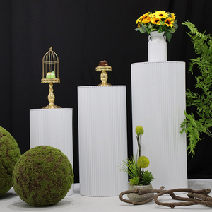 Bánh Cưới tráng miệng plinth đứng kim loại màu trắng tròn xi lanh hoa bánh bệ đám cưới tổ chức sự kiện tiệc bánh plinths hiển thị bộ - Product Image 2