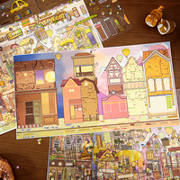 Mr.Paper PET 3D Animal Town Mini Scene Sticker Set Dual for Journal Relaxing