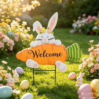 Promotion : Décoration de jardin d'accueil Lapin et Carotte – Jolie plaque métallique pour la décoration printanière