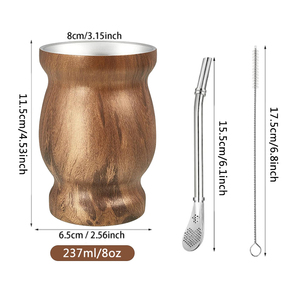 แก้วเยอร์บา มาเต้ สแตนเลสสตีล 8 ออนซ์ สกรีนโลโก้ได้ ผนังสองชั้นสุญญากาศ เก็บความร้อน-เย็น เป็นมิตรกับสิ่งแวดล้อม ใช้กับน้ำร้อนได้ - Product Image 1