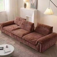 Ensemble de canapés modulaires en chenille pelucheuse, design français, avec fonctions inclinables, forme carrée, garnissage en éponge, pour appartements, hôtels et espaces de vie
