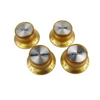 Boutons de guitare électrique jaunes avec réflecteur, pour contrôle de vitesse, volume, tonalité et effets AMP, avec dessus argenté