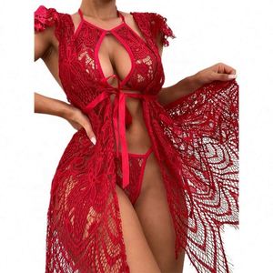 Robe longue sexy en dentelle pour femme, peignoir en maille, vêtements de nuit, tenue de plage estivale, lingerie, robes pour femme - Product Image 1