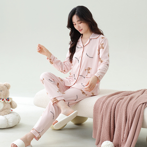 롱드 여성용 긴팔 V넥 나이트가운 <span class=keywords><strong>CVC</strong></span> 혼방 소재 수분 흡수 속건 부드럽고 통기성 좋은 피부 친화적인 홈 레저웨어 - Product Image 3