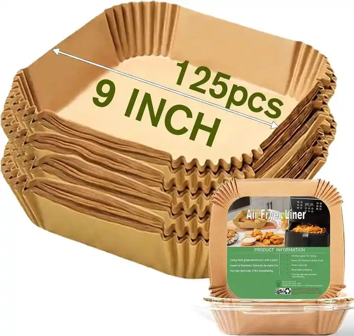 ctizne Disposable Air Fryer Paper Liners: 100PcS 8 Inch Square Liners for Air  Fryer, grease and Water Proof Non Stick Basket Parchment