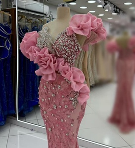 Vestidos de Noche Personalizados Únicos con Cuentas Rosas, Estilo Aso Ebi, <span class=keywords><strong>Vestido</strong></span> de Fiesta de Sirena con Cuentas, Vestidos de Noche para Mujeres Africanas - Product Image 4