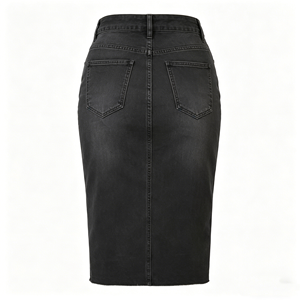 Jupe courte en jean noir délavé de haute qualité pour femme, style Y2K streetwear décontracté, coupe trapèze, vente en gros - Product Image 2