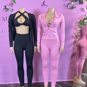 Ensemble 3 pièces décontracté pour <span class=keywords><strong>femme</strong></span> automne-hiver 2026 : legging taille haute, crop top et <span class=keywords><strong>pantalon</strong></span> pour les loisirs - Product Image 2