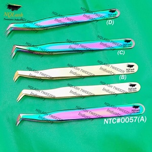 New Gold <b>Rainbow</b> Multi Color Printed Volume Extension Tweezers / New Lashes 0.05 mm 0.07 mm 3D 5D Volume Extension Tweezers - Product Image 1