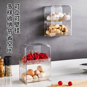 Clear Plastic <b>Kitchen</b> Storage Basket With Shelf <b>For</b> Ginger Garlic Chili Wall Mounted <b>Organizer</b> 4-7.9 In Depth Multi Function - Product Image 3