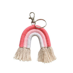 LLavero de adorno de arcoíris de nube tejida a mano, llavero bohemio de algodón de alta calidad con borlas, colgante de arcoíris, novedad - Product Image 3