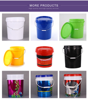 Vente en gros 5 gallons 10 18 20l seau en plastique PP pour lavage de peinture à l'huile blanche robuste avec poignée de couvercle seau en plastique
