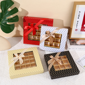 Cajas de trufa <span class=keywords><strong>gourmet</strong></span> de 9 cavidades de lujo, 6 rejillas, caja de regalo de Chocolate de lujo hecha a mano, ventana transparente Kraft de gama alta disponible para - Product Image 1
