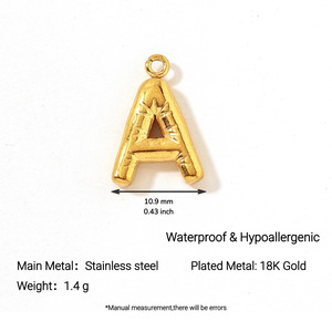 Colgante de acero inoxidable con forma de globo con 26 letras del alfabeto para la elaboración de collares, de Yunnique - Product Image 4