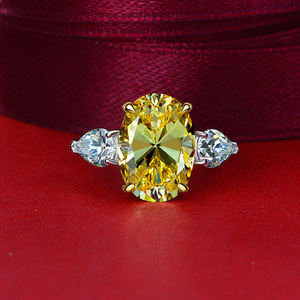 Anello in argento Sterling S925 con zircone a 5 carati rosa diamante ad alto tenore di carbonio 10-14 anello gioielli da sposa per feste - Product Image 2