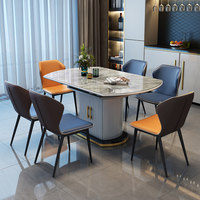 Table à manger moderne en bois massif pour 6 personnes, ronde, avec rangement, idéale pour salle à manger ou hôtel