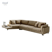 Canapé modulaire en tissu de luxe moderne, canapé d'angle incurvé avec table d'appoint, meubles de salon