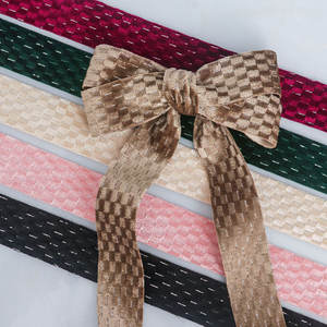 Fil d'argent velours damier tissé ruban bricolage <span class=keywords><strong>noeud</strong></span> <span class=keywords><strong>papillon</strong></span> cheveux accessoires <span class=keywords><strong>noeud</strong></span> <span class=keywords><strong>papillon</strong></span> chapeau haut de forme chaussure fleur peluches décoration - Product Image 2