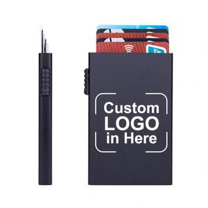 Ys964 Aluminum Alloy Rfid Blocking Pop Cards up <b>Metal</b> <b>Wallet</b> Slim Unisex Business Credit Card Holder for Men Women - Product Image 6
