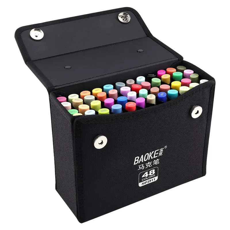 Double Tips Permanent Marker с Bag, Oil Based Paint, Art Markers Set с Box, 48 Colors