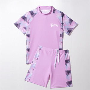 Maillots de bain pour enfants à manches courtes et pantalon court, tailles pour tout-petits/jeunes, combinaison de surf à séchage rapide - Product Image 6