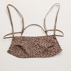 Leopard Printed Seamless Suit Sexy De Encaje Con Cierre Frontal Front <strong>Button</strong> Gather Beautiful Back 2 Piece Bra Panty Set - Product Image 5