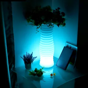 Illuminated cordless tall white colorful led lighting vase