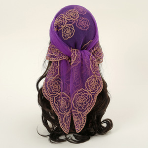 Sciarpa da <span class=keywords><strong>donna</strong></span> con ricamo a fiori grande fascia da 31.5 pollici <span class=keywords><strong>per</strong></span> <span class=keywords><strong>capelli</strong></span> trasparenti <span class=keywords><strong>Bandana</strong></span> <span class=keywords><strong>per</strong></span> donne e ragazze - Product Image 6